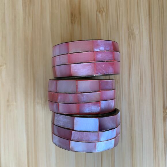 Pink Shell Vintage Napkin Rings Set of 3 - Picture 1 of 4